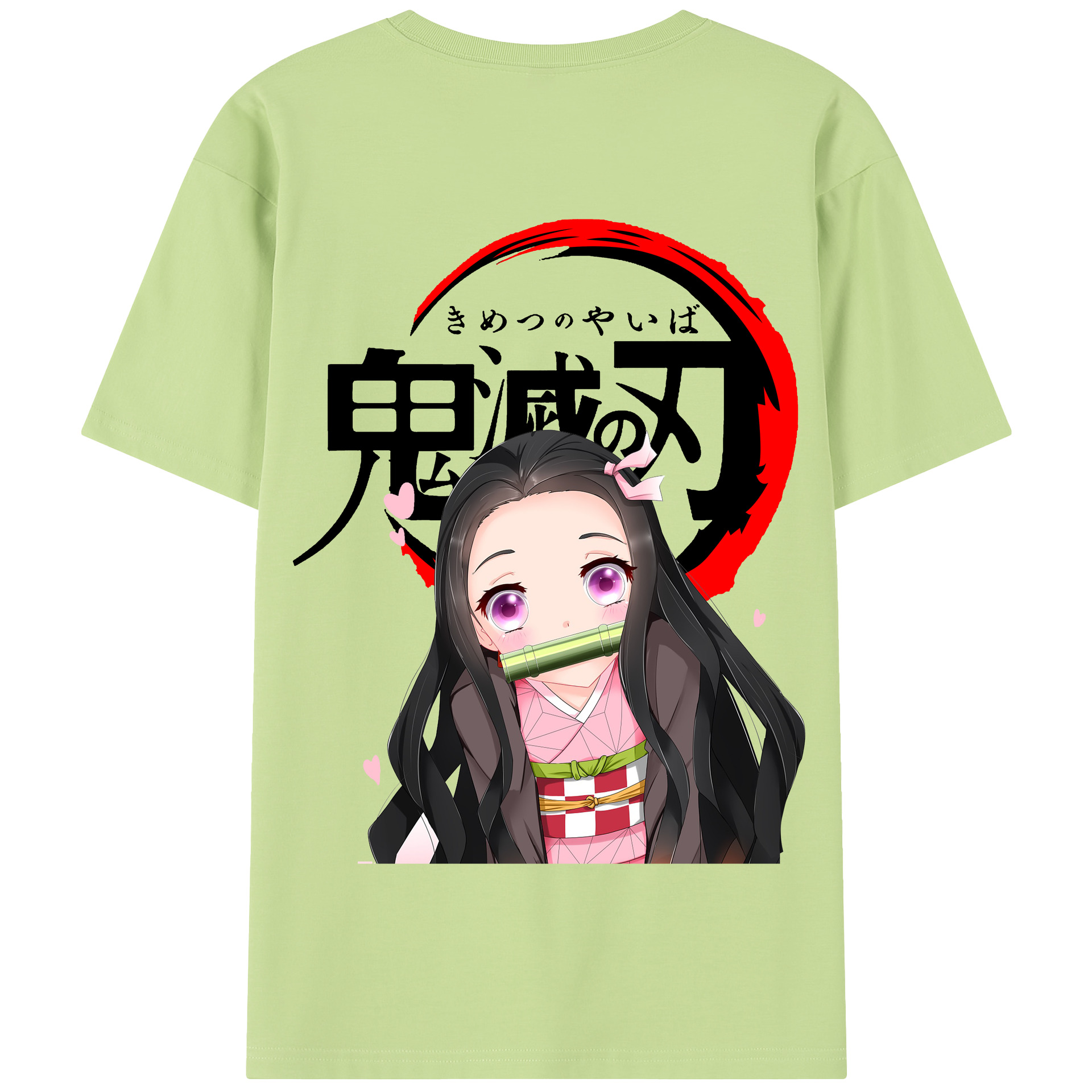 （画像用） 鬼滅の刃（きめつのやいば）竈門 禰󠄀豆子／かまど ねずこ Kamado Nezuko 綿100％半袖Tシャツ（背面プリント）